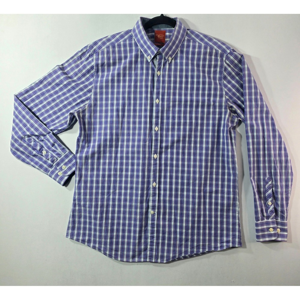 Original Penguin Slim Fit Purple Plaid Button Down Shirt 16.5 34/35 Mens L